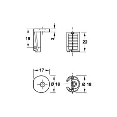 Корпус стяжки Tab18/V/32 пластмаса сіра/цамак без покриття
